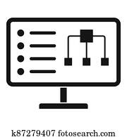 Diagram on monitor icon, simple style Diagram on monitor icon, simple style