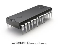 Electronic integrated chip (microchip or microcircuit) on white background Electronic integrated chip (microchip or microcircuit) on white background