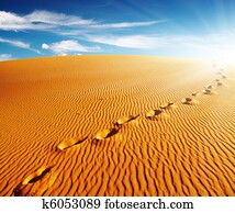 Footprints on sand dune
