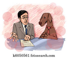 interview, mit, hund, fernsehen