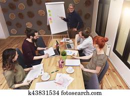 reunião negócio, em, a, sala reuniões