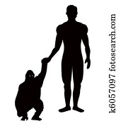 The Man with ape. The Man with ape.
