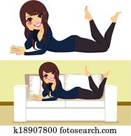 Woman Reading On Sofa Woman Reading On Sofa