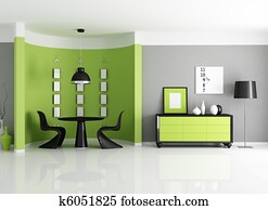 מודרני, ירוק, חדר של סעודה