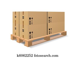 A wooden pallet with boxes