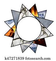 Abstract star with the four elements of nature Abstract star with the four elements of nature