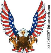 adler, mit, amerikaflagge, flügeln adler, mit, amerikaflagge, flügeln