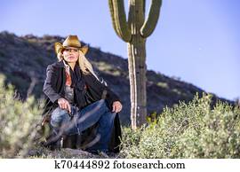 Blonde Cowgirl In The American Southwest Blonde Cowgirl In The American Southwest