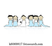 Bride with bridesmaids for your design Bride with bridesmaids for your design