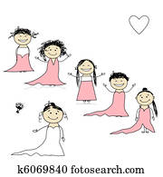 Bride with bridesmaids for your design Bride with bridesmaids for your design