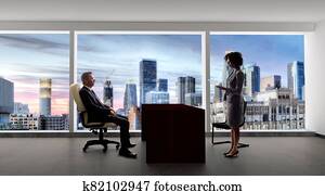 Business Meeting with Co Workers 6 Feet Apart Social Distancing