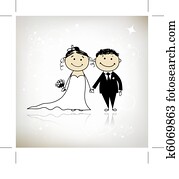 ceremonia boda, -, novia y novio, juntos, para, su, diseño