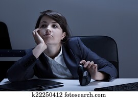 langeweile, in, büro