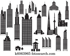 silhouette of perspective city buildings silhouette of perspective city buildings