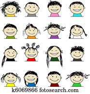 Smiling people icons for your design Smiling people icons for your design