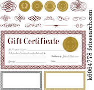 Vector Burgundy Gift Certificate Set Vector Burgundy Gift Certificate Set