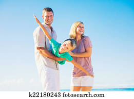 משפחה, לשחק, על החוף