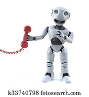 3d, robô, respostas, a, telefone