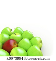 A red apple among many green apples A red apple among many green apples