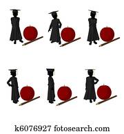 African American School Girl Silhou