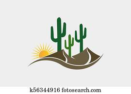 Cactus Desert Western Logo Illustration Cactus Desert Western Logo Illustration