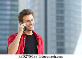 empresário, homem negócio, conversa telefone