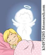 Kid Girl Guardian Angel Peaceful Sleep Kid Girl Guardian Angel Peaceful Sleep