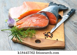 Raw salmon fish steaks Raw salmon fish steaks