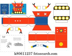 schneiden, und, klebstoff, roboter, spielzeug, vektor, illustration,, worksheet. schneiden, und, klebstoff, roboter, spielzeug, vektor, illustration,, worksheet.