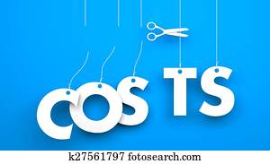 Scissors cuts word COSTS