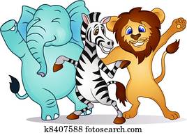 A cartoon lion and cat dancing together Clipart | 849020 ...