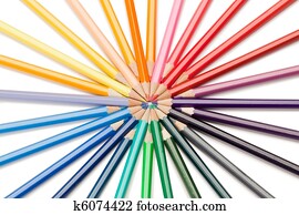 Top view of color pencils star