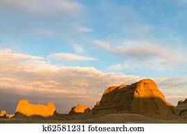 xinjiang ghost town in sunset
