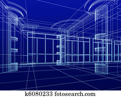 architektonisch, abstrakt, skizze