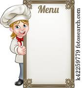 Cartoon Woman Chef Menu Cartoon Woman Chef Menu