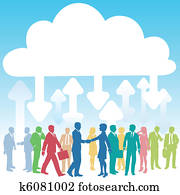 compañía, personas empresa, él, nube, informática