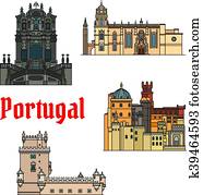 edifícios históricos, e, sightseeings, de, portugal edifícios históricos, e, sightseeings, de, portugal
