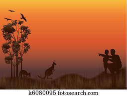 family kangaroo sunset family kangaroo sunset