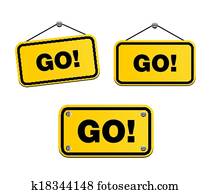 gaan, -, gele, tekens