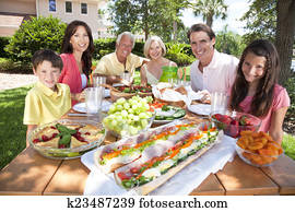 Parents Grandparents Children Family Healthy Eating Outside Parents Grandparents Children Family Healthy Eating Outside
