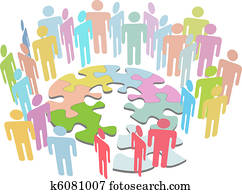 People collaborate to find puzzle solution solve problem