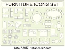 Set of simple furniture vector icons as design elements Set of simple furniture vector icons as design elements