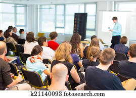 sprecher, an, geschäft versammlung, und, presentation.