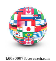עולם, דגלים, ב, גלובוס