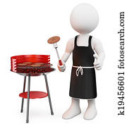 3D white people. Barbecue 3D white people. Barbecue