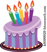 bolo aniversário, com, queimadura, velas