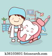 cartoon dentist with tooth
