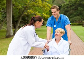 female nurse greeting patient