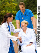 friendly doctor greeting patient