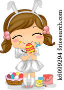 Girl Making Easter Eggs Girl Making Easter Eggs